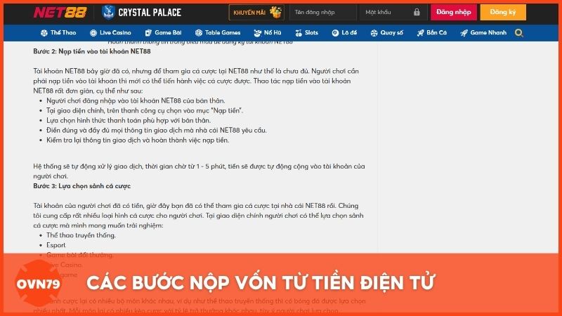 Các bước nộp vốn từ tiền điện tử