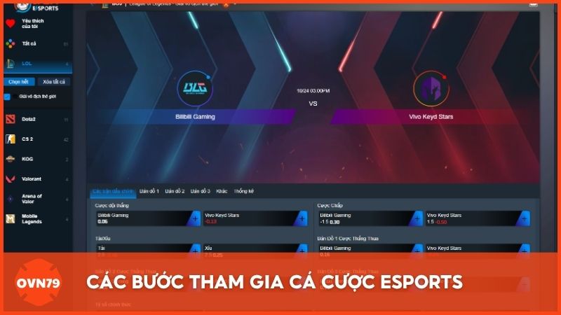 Các bước tham gia cá cược esports